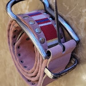 LEATHEROCK Multi-colored Leather Belt w authentic silver hardware detail, Sz S